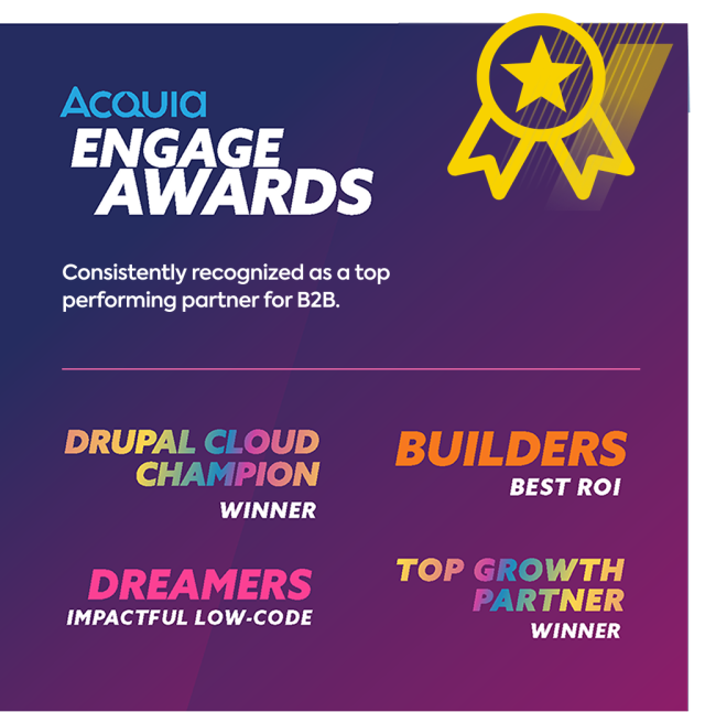 Acquia Engage Award - Consistently recognized as a top performing partner for B2B.